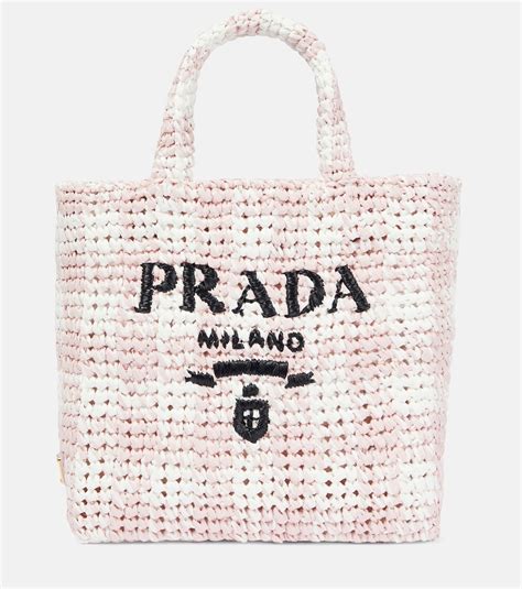 prada logo raffia-effect shopper|Logo raffia.